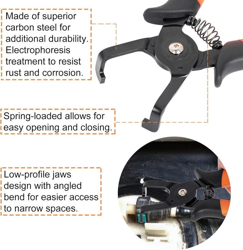 PLATATO 2PCS Disconnect Pliers Set EVAP and Fuel Line Disconnect Tool Set Includes 40 Degree and 85 Degree Automotive Universal Electrical Connector Pliers 7.28 Inch - Image 5